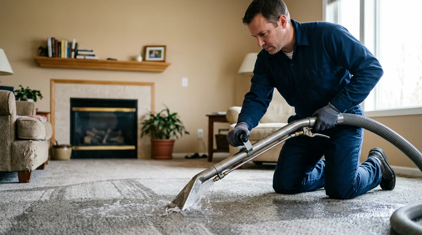 Water damage restoration technician working near Greencastle, PA